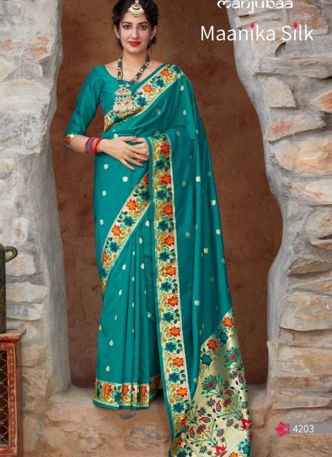 Manjubaa Maanika Latest Designer Fancy Festive Wear Heavy Pure Silk Printed Sarees Collection